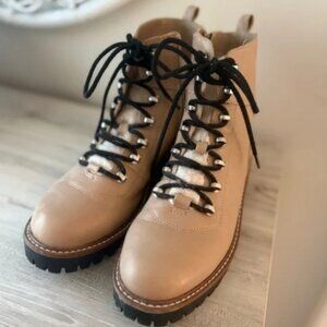 Brown lace up women boots
